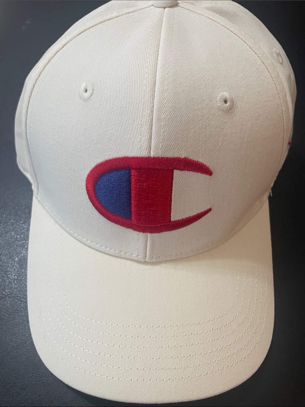 Champion Cream Cap with Red & Blue C Logo NWT